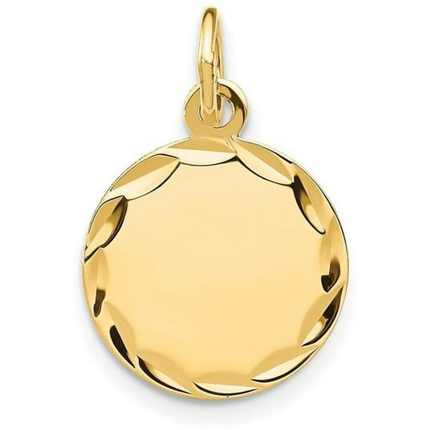 14k Small Solid Engravable Baby Shoes on Disc Charm 14 kt Yellow Gold 